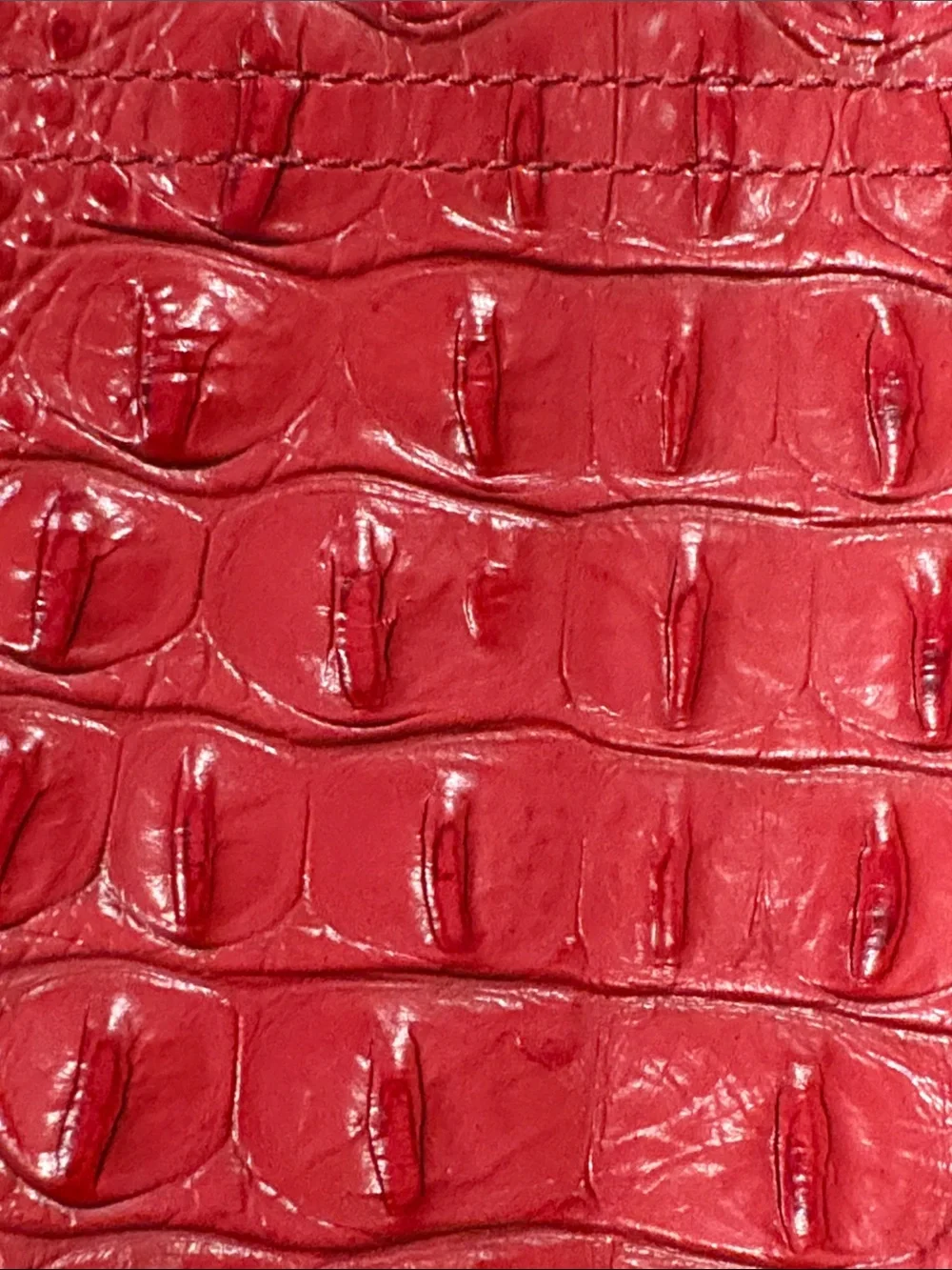 Brahmin Red Croc-Embossed Wristlet Clutch with Gold Plate